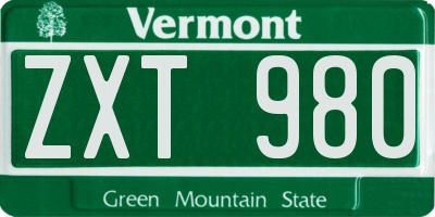 VT license plate ZXT980