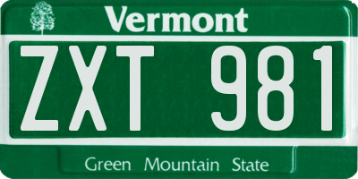 VT license plate ZXT981