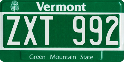 VT license plate ZXT992