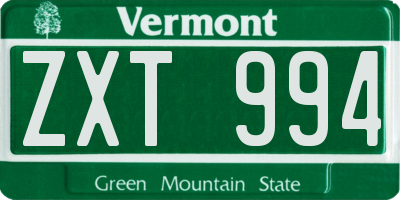 VT license plate ZXT994