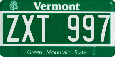 VT license plate ZXT997