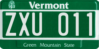 VT license plate ZXU011