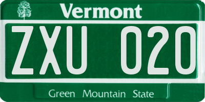 VT license plate ZXU020