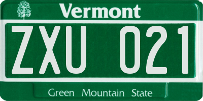 VT license plate ZXU021