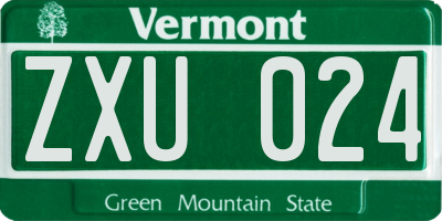 VT license plate ZXU024