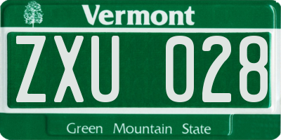 VT license plate ZXU028