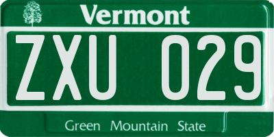 VT license plate ZXU029