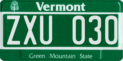 VT license plate ZXU030