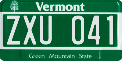 VT license plate ZXU041
