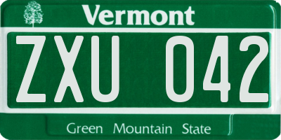 VT license plate ZXU042
