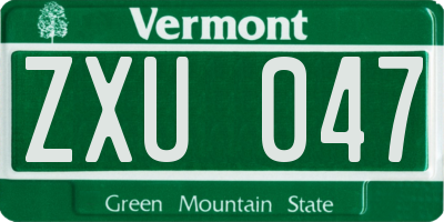 VT license plate ZXU047