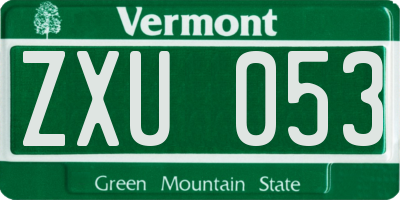 VT license plate ZXU053
