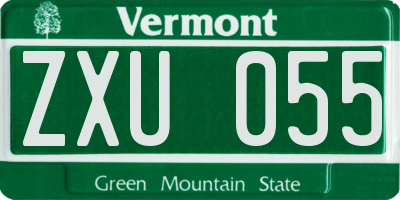 VT license plate ZXU055