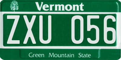 VT license plate ZXU056