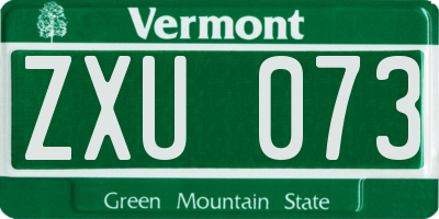 VT license plate ZXU073