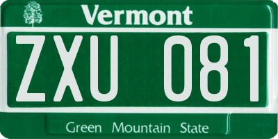 VT license plate ZXU081