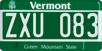 VT license plate ZXU083