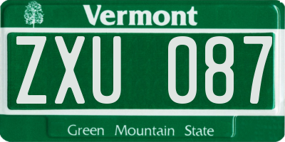 VT license plate ZXU087