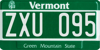 VT license plate ZXU095