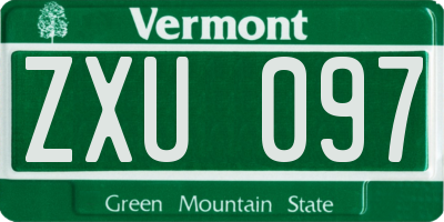 VT license plate ZXU097