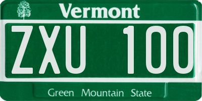 VT license plate ZXU100
