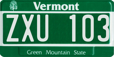 VT license plate ZXU103