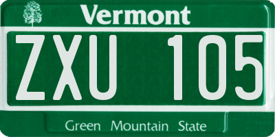 VT license plate ZXU105
