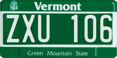 VT license plate ZXU106