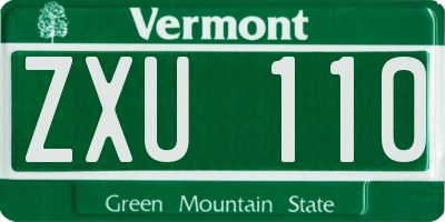 VT license plate ZXU110