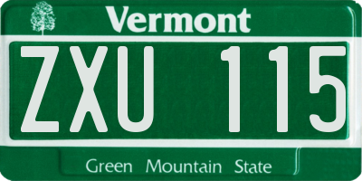 VT license plate ZXU115