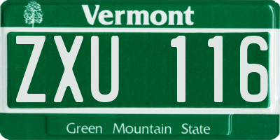 VT license plate ZXU116