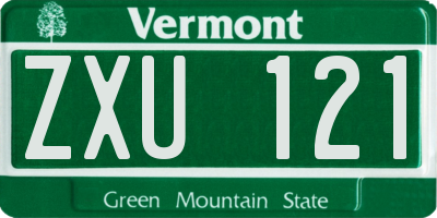 VT license plate ZXU121
