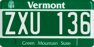 VT license plate ZXU136