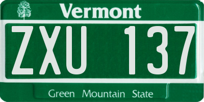 VT license plate ZXU137