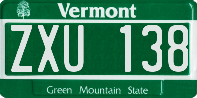 VT license plate ZXU138