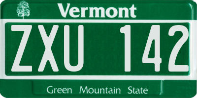 VT license plate ZXU142