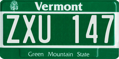 VT license plate ZXU147