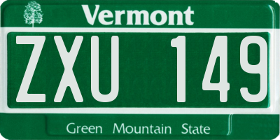 VT license plate ZXU149