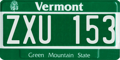 VT license plate ZXU153