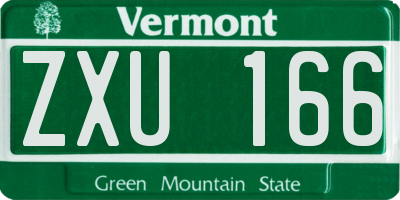 VT license plate ZXU166