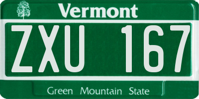 VT license plate ZXU167