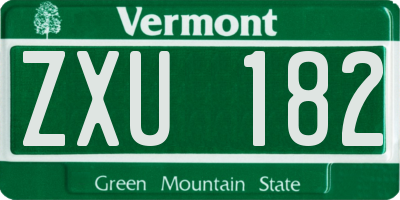 VT license plate ZXU182