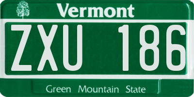 VT license plate ZXU186