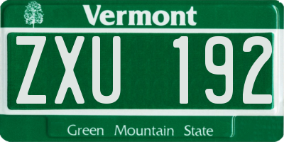 VT license plate ZXU192