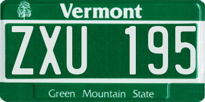 VT license plate ZXU195