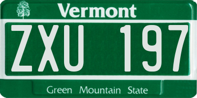 VT license plate ZXU197