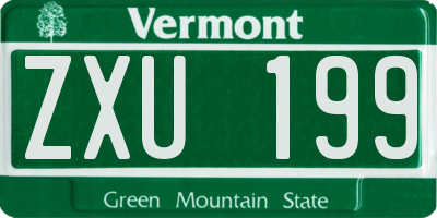 VT license plate ZXU199