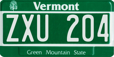 VT license plate ZXU204