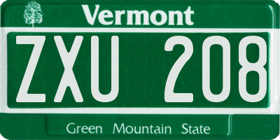 VT license plate ZXU208