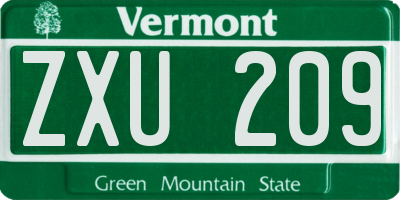 VT license plate ZXU209